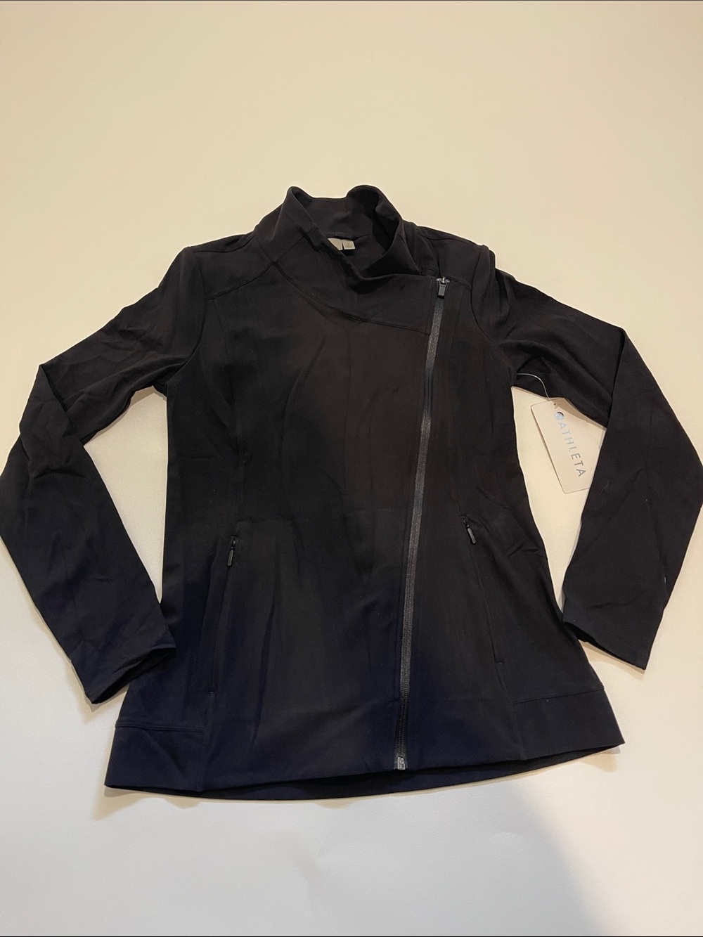 Athleta Black Intention Jacket 2.0 Asymmetrical Zip Jacket